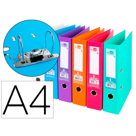 6 Unidades - Archivador de palanca liderpapel a4 documenta forrado pvc con rado lomo 75 mm colores surtidos trending