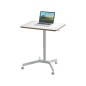 Mesa leitz ergo regulable en altura neumatica tablero 80x60 cm con 4 ruedas color blanco