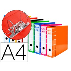 8 Unidades - Archivador de palanca liderpapel a4 filing system forrado sin rado lomo 80 mm colores surtidos con caja y