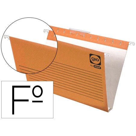 25 Unidades - Carpeta colgante gio folio visor superior corto cristal kraft bicolor eco lomo 30 mm