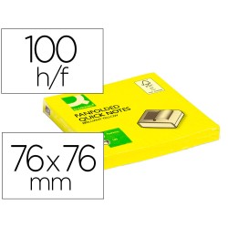 Bloc de notas adhesivas quita y pon q-connect 76x76 mm amarillo neon zig-zag