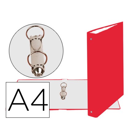 Carpeta de 2 anillas 30mm redondas exacompta din a4 carton forrado rojo