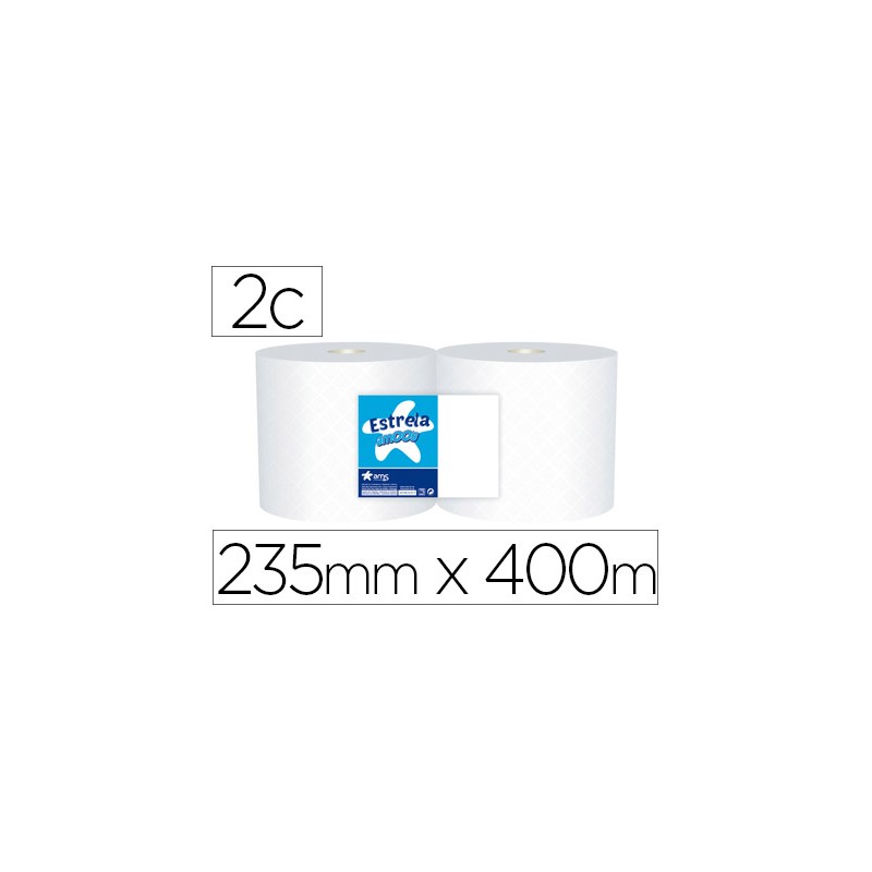 Papel secamanos industrial amoos 2 capas 222 mm x 400 m paquete de 2 rollos