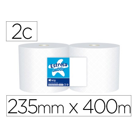 Papel secamanos industrial amoos 2 capas 222 mm x 400 m paquete de 2 rollos
