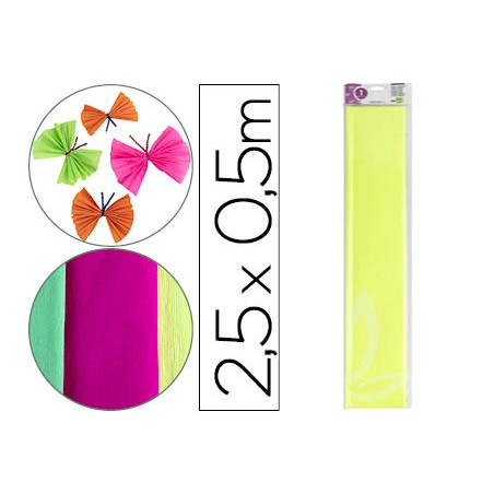 Papel crespon liderpapel 50 cm x 2,5 m 34g/m2 amarillo fluorescente