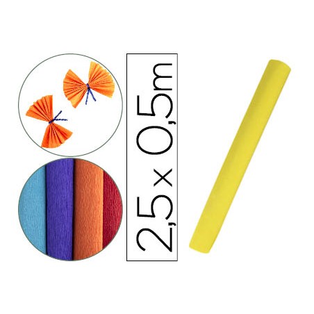 Papel crespon liderpapel rollo de 50 cm x 2,5 m 85g/m2 amarillo