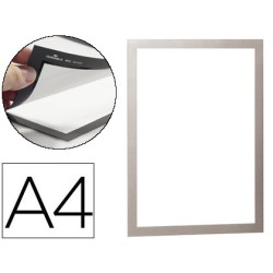 Marco porta anuncios durable duraframe adhesivo removible din a4 color plata pack de 2 unidades