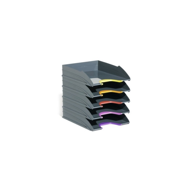 Bandeja sobremesa varicolor tray set durable plastico reciclado blue angel gris 255x55x330 mm pack 5 unidades