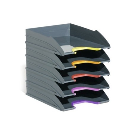 Bandeja sobremesa varicolor tray set durable plastico reciclado blue angel gris 255x55x330 mm pack 5 unidades