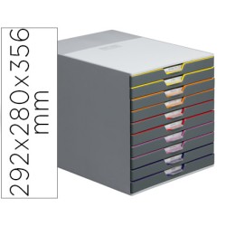 Fichero cajones de sobremesa durable varicolor apilables 10 cajones plastico 292x280x356 mm