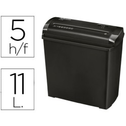 Destructora de documentos fellowes p-25s capacidad de corte 5 hojas corte en tiras papelera 11 litros