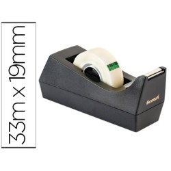 Portarrollo sobremesa scotch c38 color negro incluye 3 cintas scotch magic 33 m x 19 mm