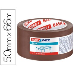 Cinta adhesiva tesa marron basic 66 m x 50 mm para embalaje