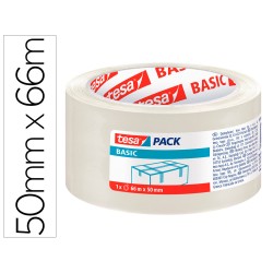 Cinta adhesiva tesa transparente basic 66 m x 50 mm para embalaje