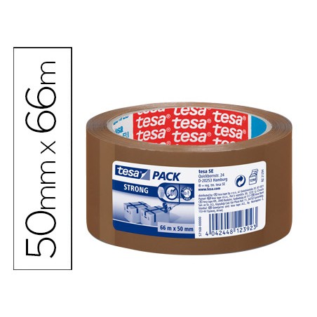 Cinta adhesiva tesa marron strong 66 m x 50 mm para embalaje bajo ruido