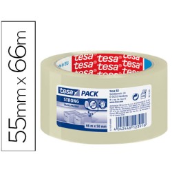 Cinta adhesiva tesa transparente strong 66 m x 50 mm para embalaje bajo ruido