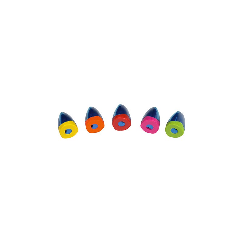 10 Unidades - Sacapuntas m+r plastico jumbo un uso con deposito y tapa de segurdad colores surtidos
