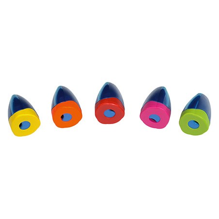 10 Unidades - Sacapuntas m+r plastico jumbo un uso con deposito y tapa de segurdad colores surtidos