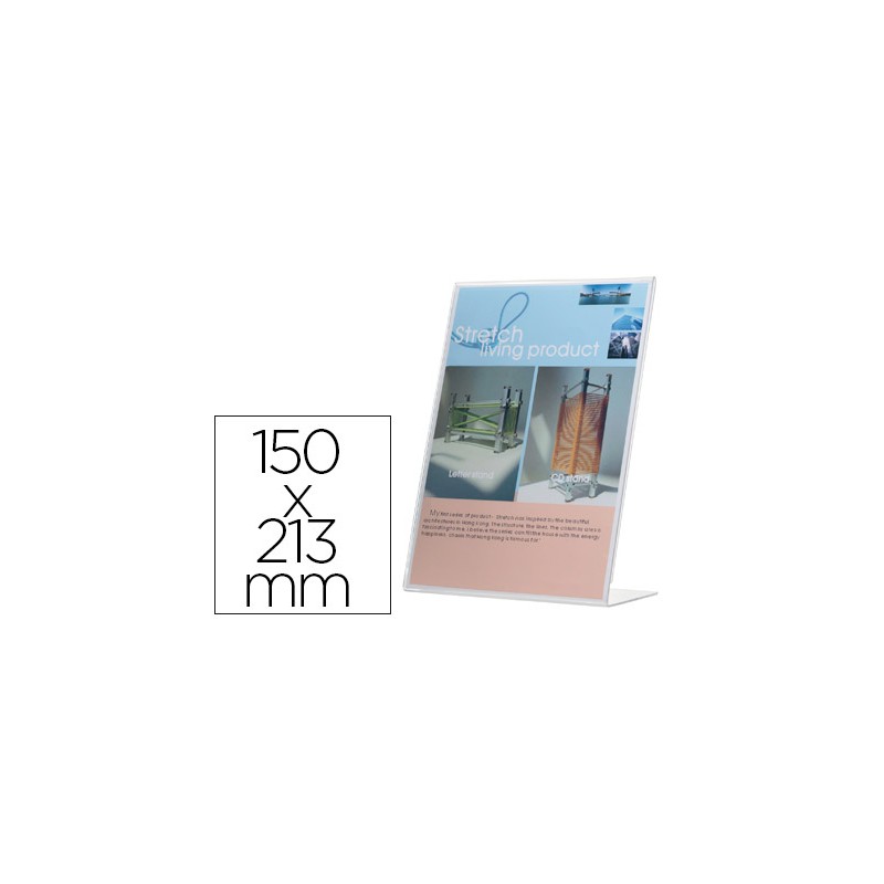 Expositor sobremesa q-connect con forma de l metacrilato 150x213 mm