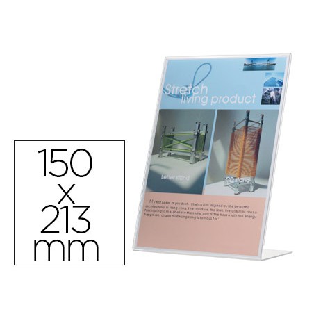 Expositor sobremesa q-connect con forma de l metacrilato 150x213 mm