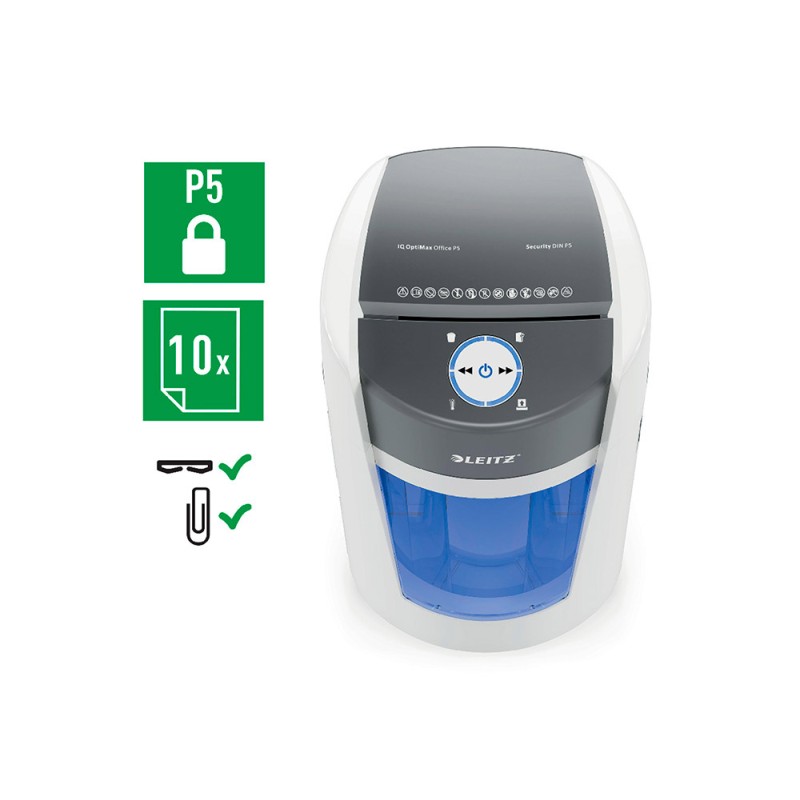 Destructora de documentos leitz optimax office capacidad de corte 10 hojas particulas p5 destruye grapas