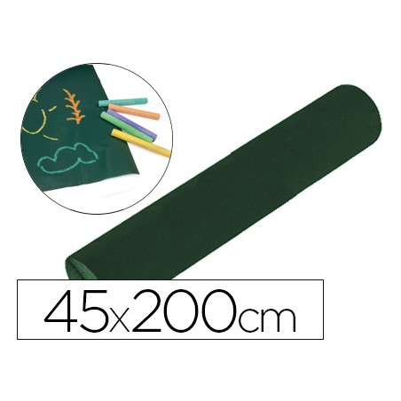 Pizarra liderpapel para tiza adhesiva rollo 45x200 cm color negro o verde