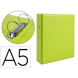 Carpeta de 2 anillas 40 mm redondas liderpapel a5 carton forrado pvc verde