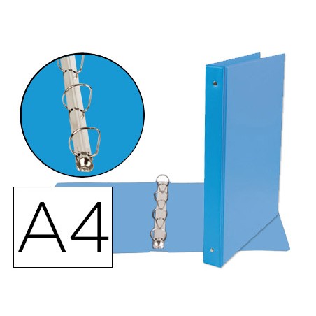Carpeta de 4 anillas 25 mm mixtas liderpapel a4 carton forrado pvc azul