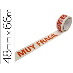 Cinta adhesiva polipropileno blanca impresion muy fragil para embalaje 66 m x 48 mm
