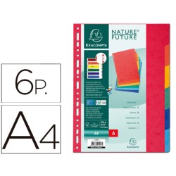 Separador exacompta cartulina simil prespan juego de 6 separadores din a4 multitaladro colores vivos