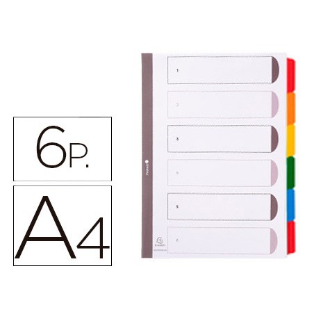 Separador exacompta cartulina juego de 6 separadores din a4 multitaladro color blanco