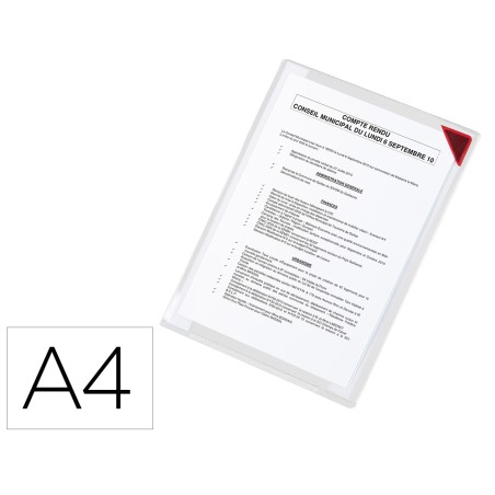 Funda de presentacion djois adhesiva removible din a4 con esquina magnetica capacidad para 10 hojas pack 5 unidades