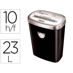 Destructora de documentos fellowes 53c capacidad de corte 10 hojas destruye grapasclips tarjetas y cd 23 litros