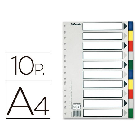 Separador esselte plastico juego de 10 separadores din a4 con 5 colores multitaladro
