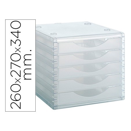 Fichero cajones de sobremesa archivo 2000 260x270x340 mm apilables 5 cajones transparente translucido