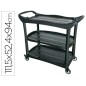 Carro de servicio multifuncional q-connect 3 estantes plastico 1115x524x940 mm