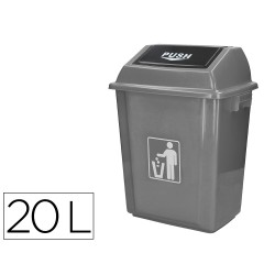 Papelera contenedor q-connect plastico con tapa de balancin 20 litros gris 340x240x450 mm