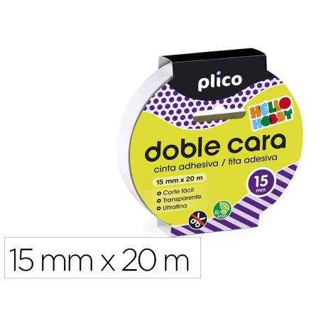Cinta adhesiva plico doble cara 20 m x 15 mm