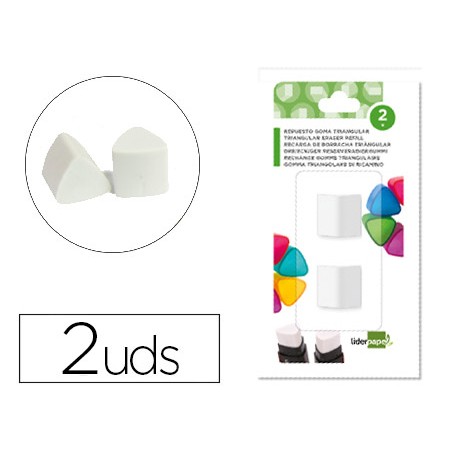 Repuesto goma de borrar liderpapel triangular para er04 blister de 2 unidades