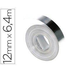 Cinta dymo acero inoxidable 12mm x 6,40mt sin adhesivo para rotuladora