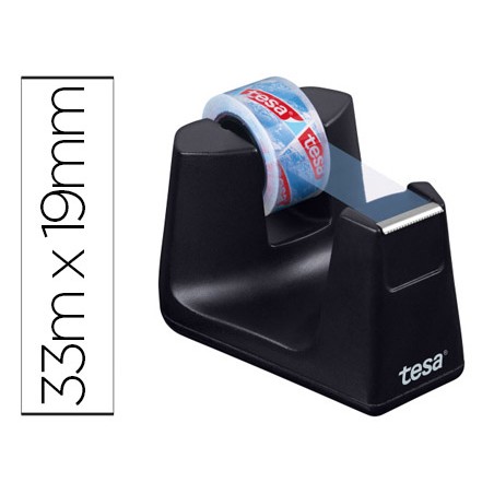 Portarrollo sobremesa tesa plastico easy cut smat para cintas de 33 m color negro