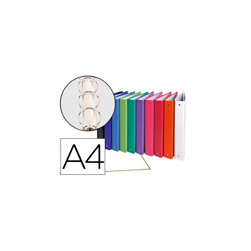 20 Unidades - Carpeta de 4 anillas 30mm redondas exacompta a4 carton forrado colores surtidos