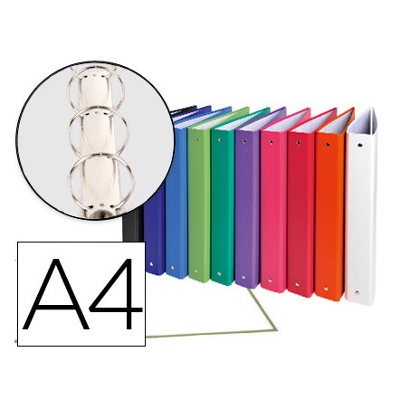 20 Unidades - Carpeta de 4 anillas 30mm redondas exacompta a4 carton forrado colores surtidos