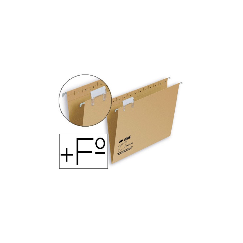50 Unidades - Carpeta colgante fade folio prolongado visor superior kraft eco