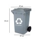 Papelera contenedor q-connect plastico gris para desechos en general 100 l con tapa y ruedas 750x470x370 mm