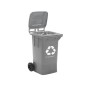 Papelera contenedor q-connect plastico gris para desechos en general 100 l con tapa y ruedas 750x470x370 mm