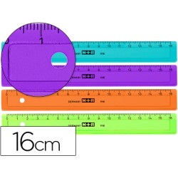 20 Unidades - Regla m+r 16 cm plastico graduada y biselada colores surtidos