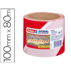 Cinta de señalizacion tesa signal no adhesiva rojo y blanco 100 m x 80 mm