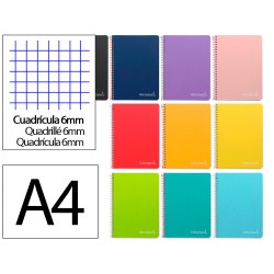 Cuaderno espiral liderpapel a4 witty tapa dura 80h 90gr cuadro 6mm con margen colores surtidos