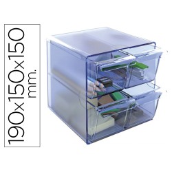 Archicubo archivo 2000 4 cajones organizador modular plastico azul transparente 190x150x150 mm